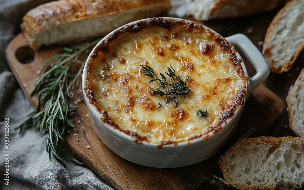 Melted Cheese Dip with Rosemary and Bread Melted Cheese Dip with Rosemary and Bread