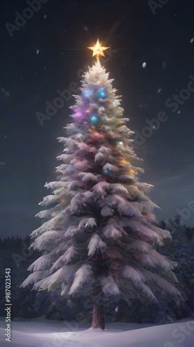 christmas tree in snow