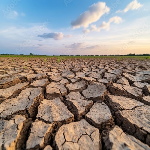 Cracked dry soil transforming into fertile land, symbolizing regenerative farming