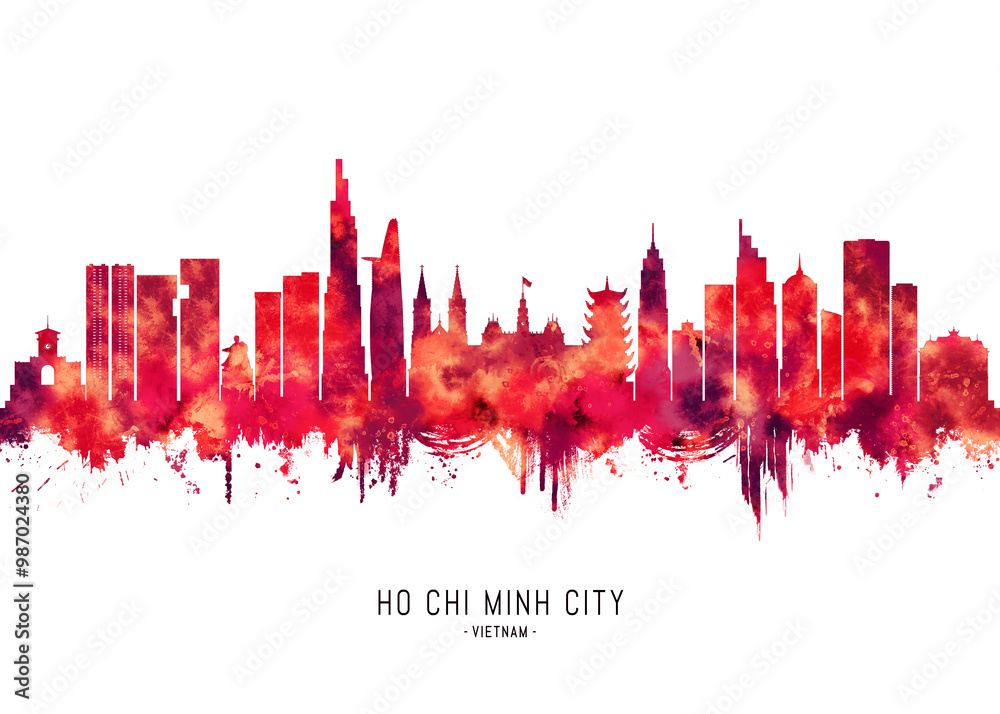 Ho Chi Minh City Vietnam Skyline Red Ho Chi Minh City Vietnam Skyline Red