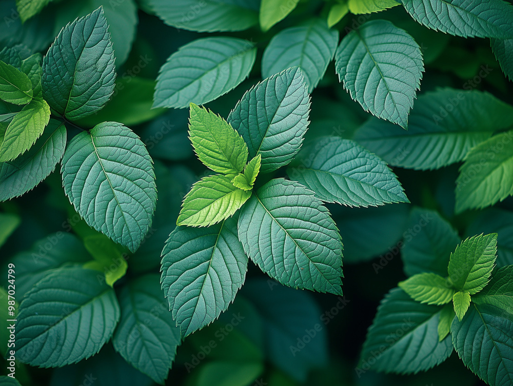 The deep green leaves in the garden create a backdrop and lush greenery reminiscent of a lush green wallpaper.