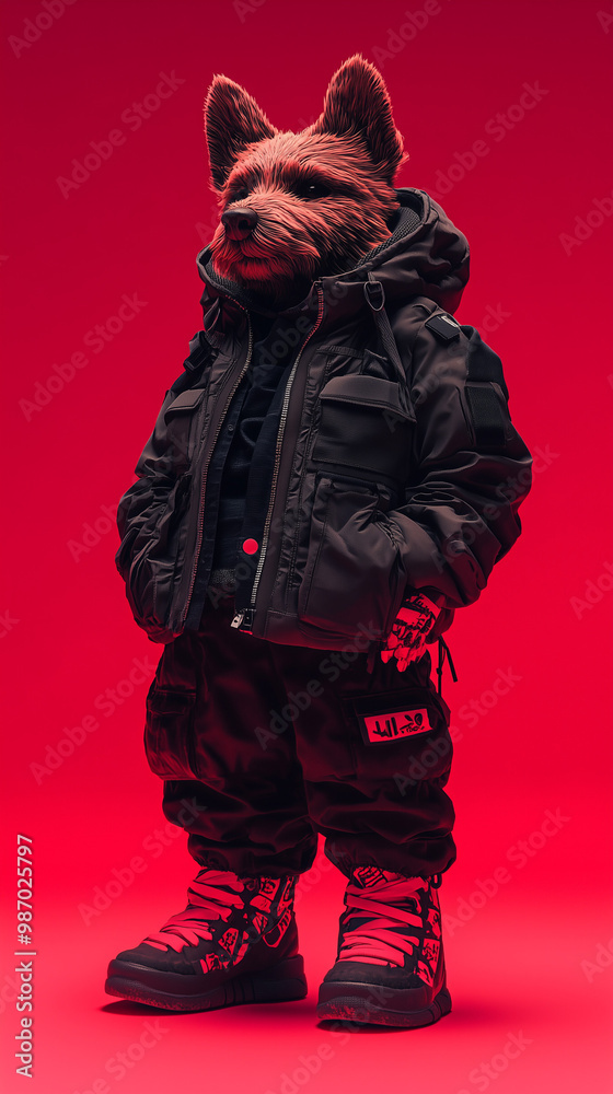 Full body portrait of a anthropomorphic dog in military uniform Full body portrait of a anthropomorphic dog in military uniform