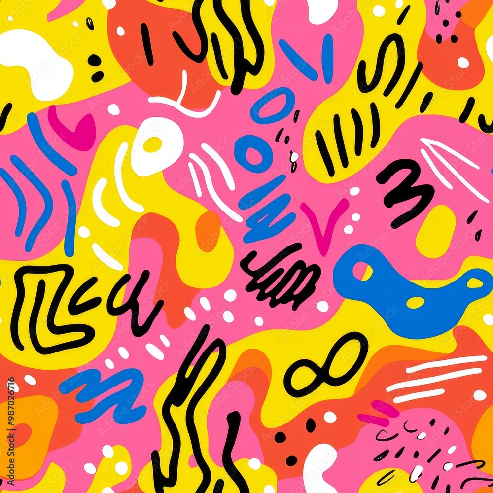 Playful and Vibrant Memphis Pattern Infused with Positivity and Joy Playful and Vibrant Memphis Pattern Infused with Positivity and Joy