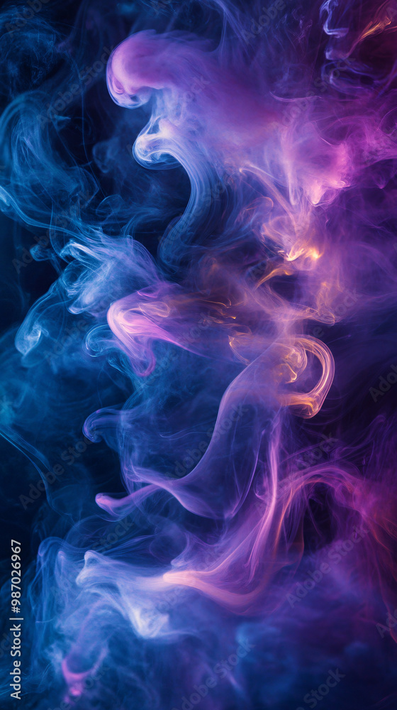 abstract colorful smoke swirls on black background - purple, blue, and yellow - vapor, haze, mist, ethereal, moody, fantasy, magic, dreamy, artistic, design element, graphic desig abstract colorful smoke swirls on black background - purple, blue, and yellow - vapor, haze, mist, ethereal, moody, fantasy, magic, dreamy, artistic, design element, graphic desig