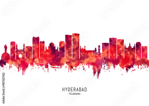 Hyderabad Telangana Skyline Red
