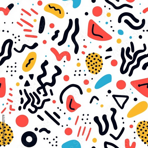 Vivid Memphis Design: Playful Patterns in Bold Colors for Creative Exploration