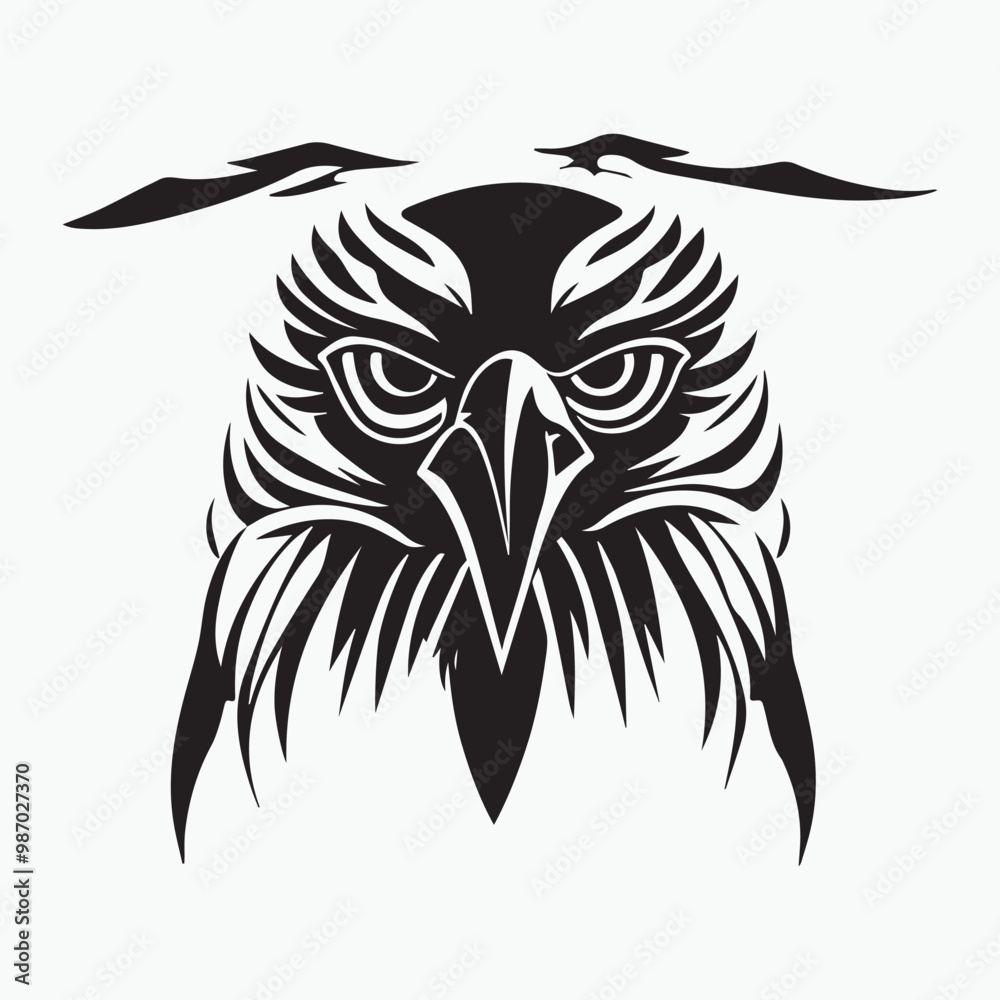 Obraz premium Black eagle head logo Vector Silhouette on white