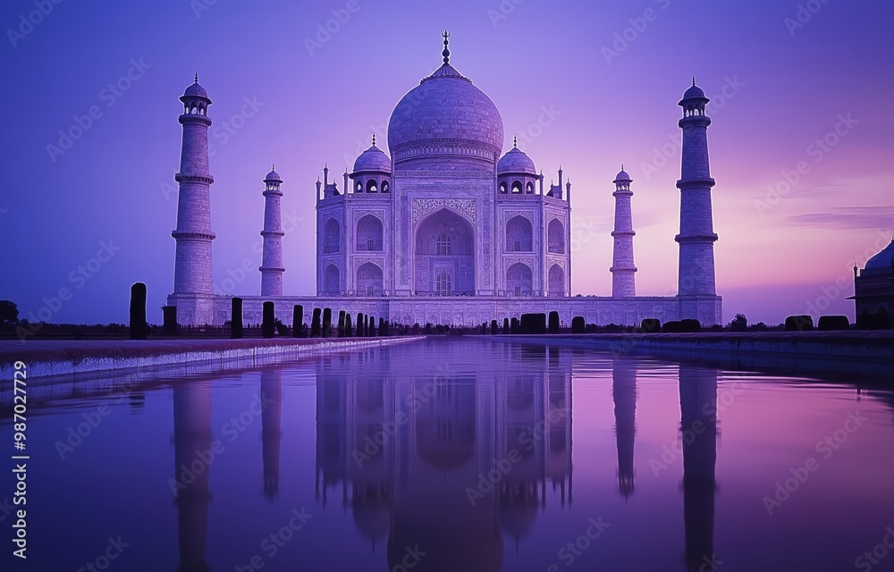 Fototapeta premium Amazing view of Taj Mahal in sunset 