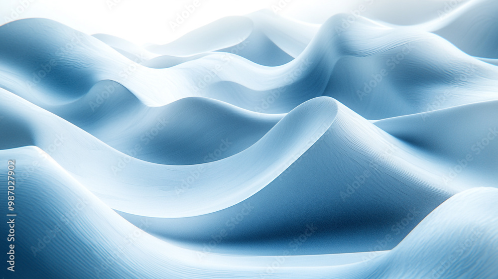 Fototapeta premium Serene abstract waves showcasing smooth gradients of blue, evoking calmness and fluidity in a minimalist aesthetic.