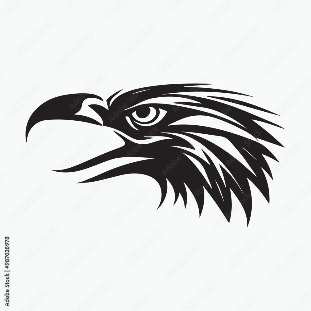 Black eagle head logo Vector Silhouette on white Black eagle head logo Vector Silhouette on white