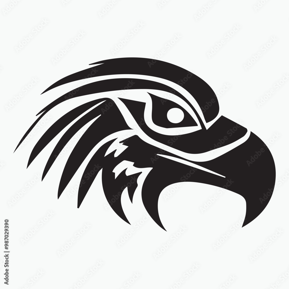 Black eagle head logo Vector Silhouette on white Black eagle head logo Vector Silhouette on white