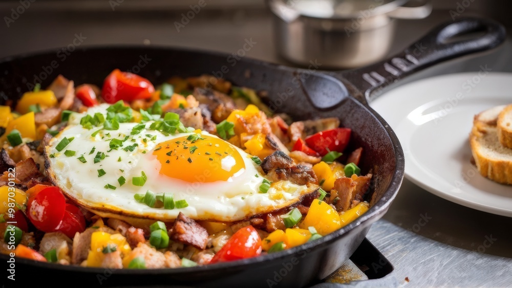 The perfect breakfast in a frying pan.