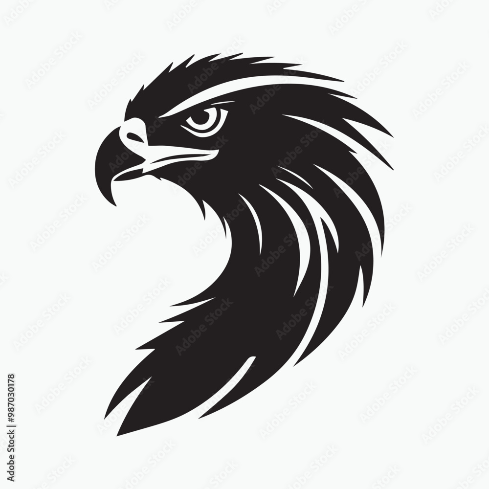 Fototapeta premium Black eagle head logo Vector Silhouette on white