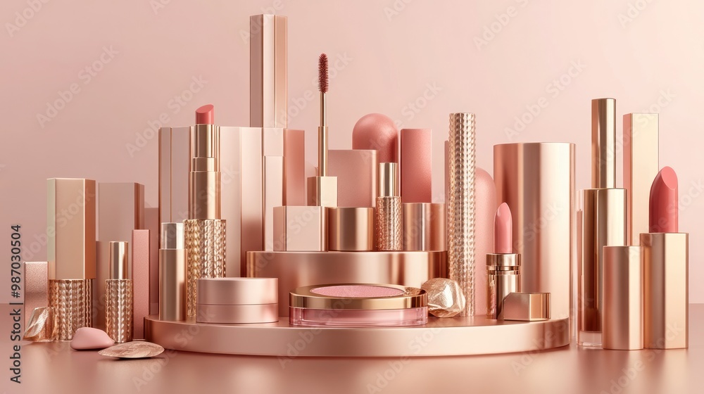 Elegant display of makeup essentials on a vanity, representing trust and reliability in contemporary beauty trends Elegant display of makeup essentials on a vanity, representing trust and reliability in contemporary beauty trends