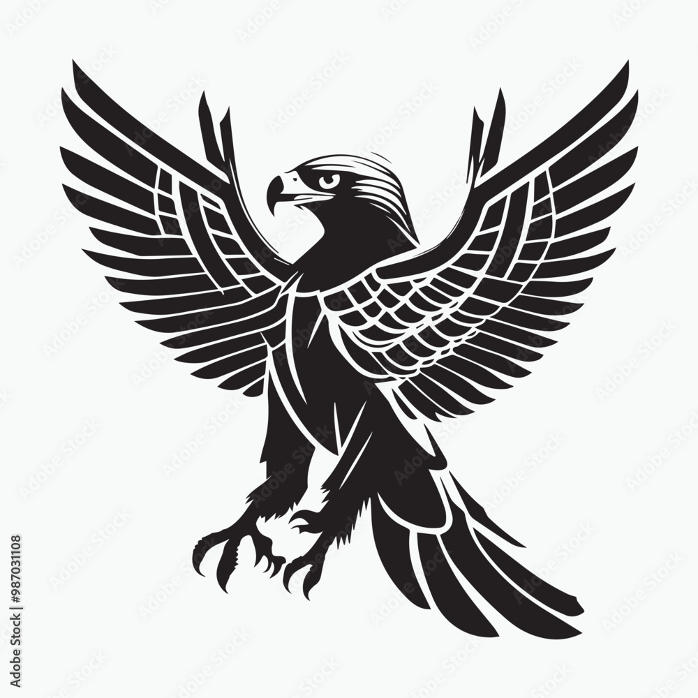 Fototapeta premium Black eagle head logo Vector Silhouette on white