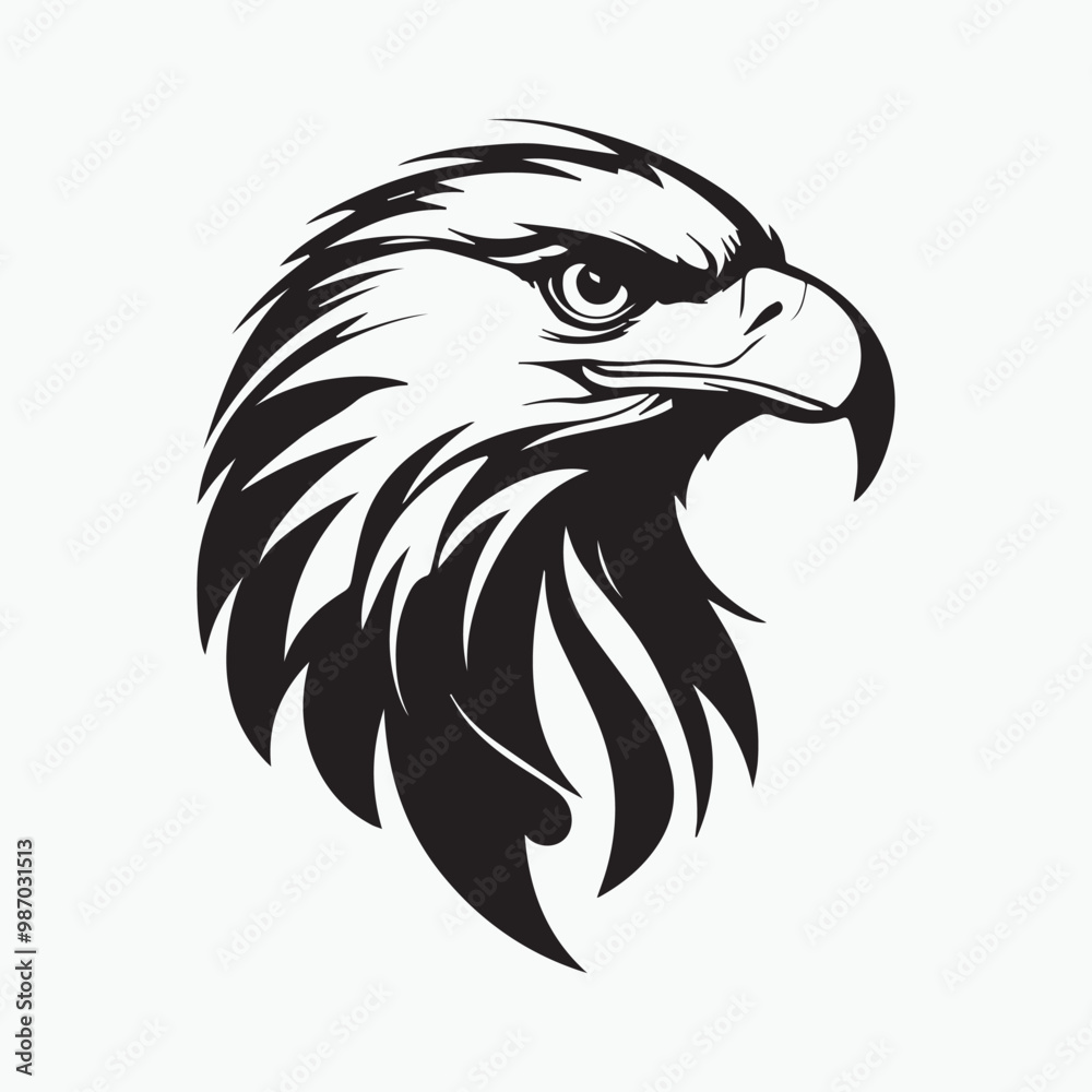 Black eagle head logo Vector Silhouette on white Black eagle head logo Vector Silhouette on white