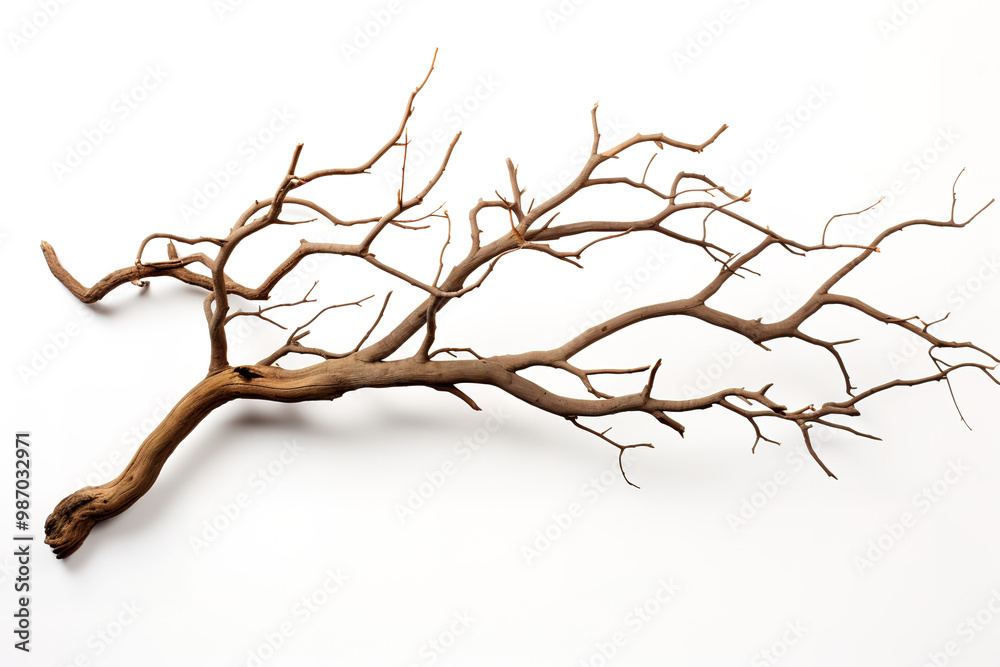Fototapeta premium Awesome Isolated driftwood branch with intricate twists perfect for artistic and design projects
