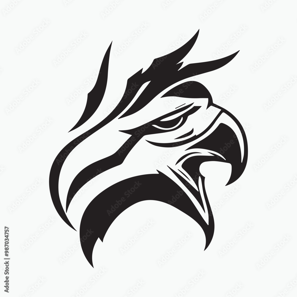 Black eagle head logo Vector Silhouette on white Black eagle head logo Vector Silhouette on white