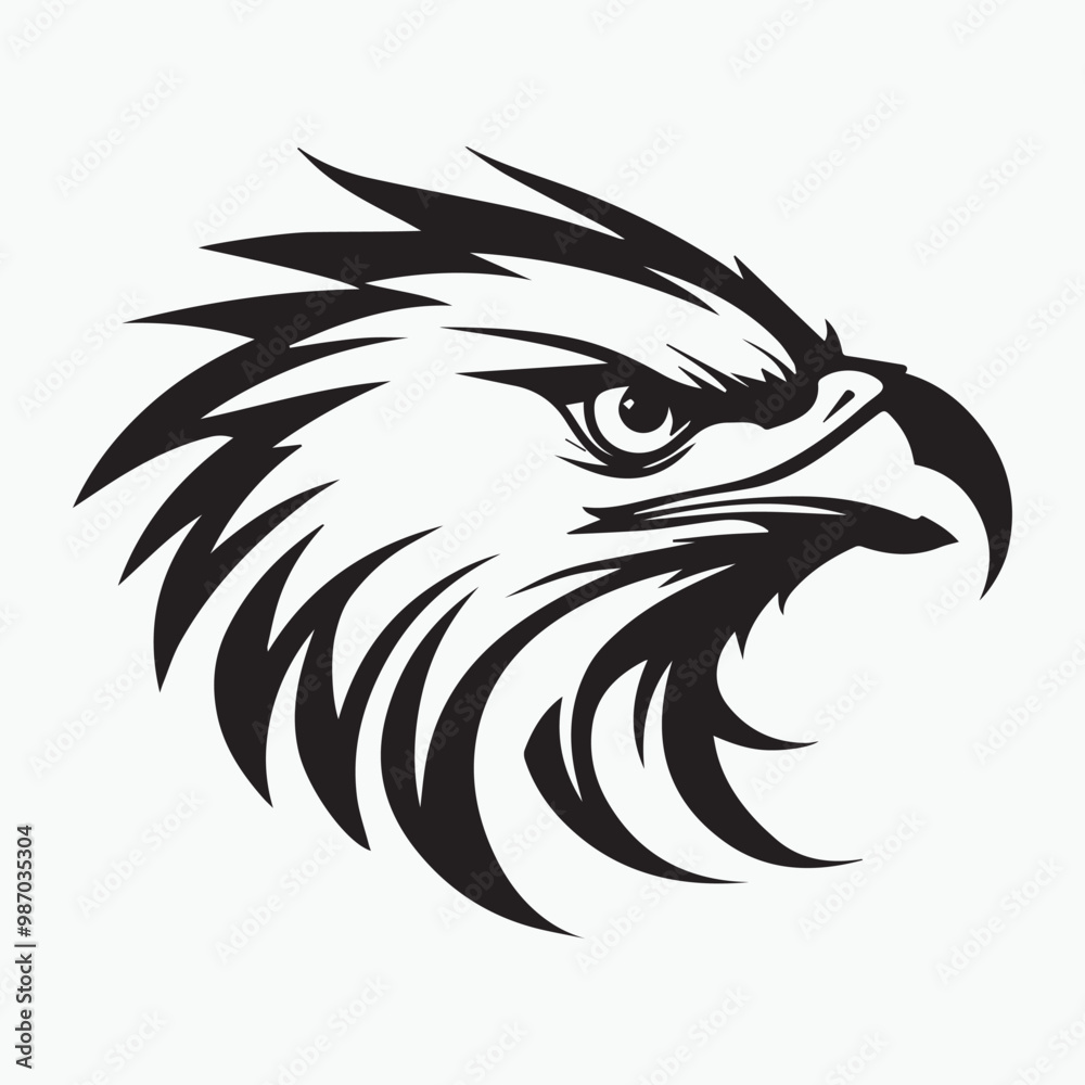 Black eagle head logo Vector Silhouette on white Black eagle head logo Vector Silhouette on white