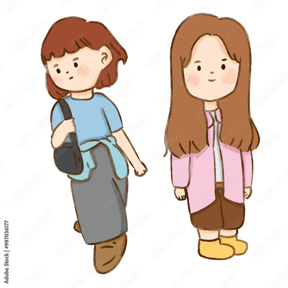 two women poses wearing fashionable office girl style vector two women poses wearing fashionable office girl style vector
