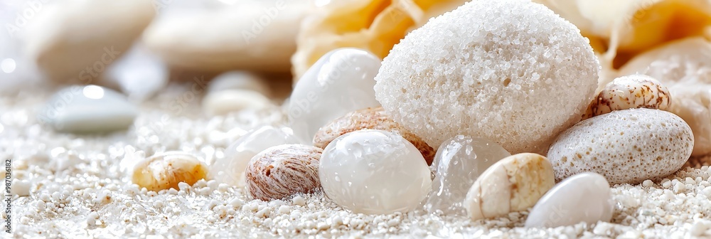 A table bearing a variety of foods atop white powdered sugar A table bearing a variety of foods atop white powdered sugar