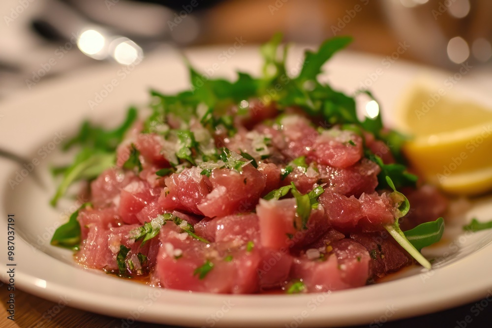 delicious tartar in an Italian restaurant, ai delicious tartar in an Italian restaurant, ai