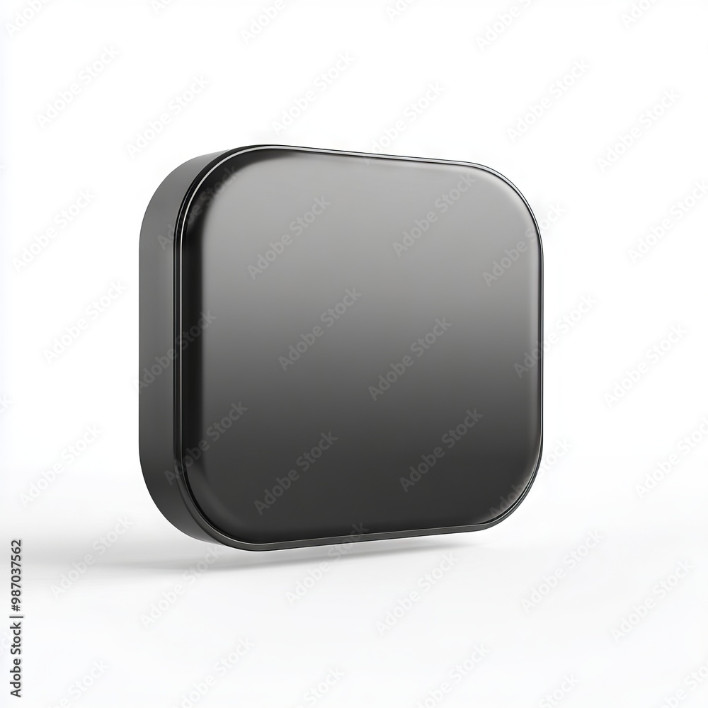 A black square button on a white background A black square button on a white background