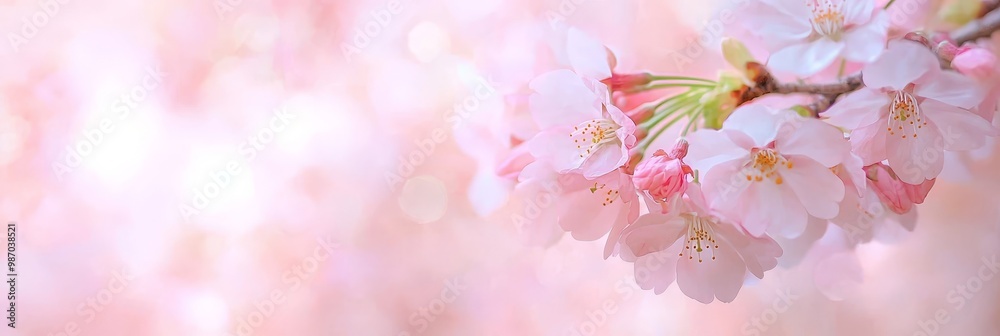 A branch of a tree, closely framed, adorned with pink blossoms in the foreground, while the background softens into a blur A branch of a tree, closely framed, adorned with pink blossoms in the foreground, while the background softens into a blur