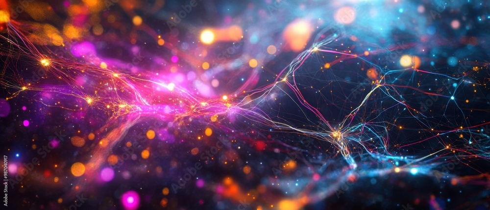 Abstract Neural Network Concept with Glowing Connections Abstract Neural Network Concept with Glowing Connections