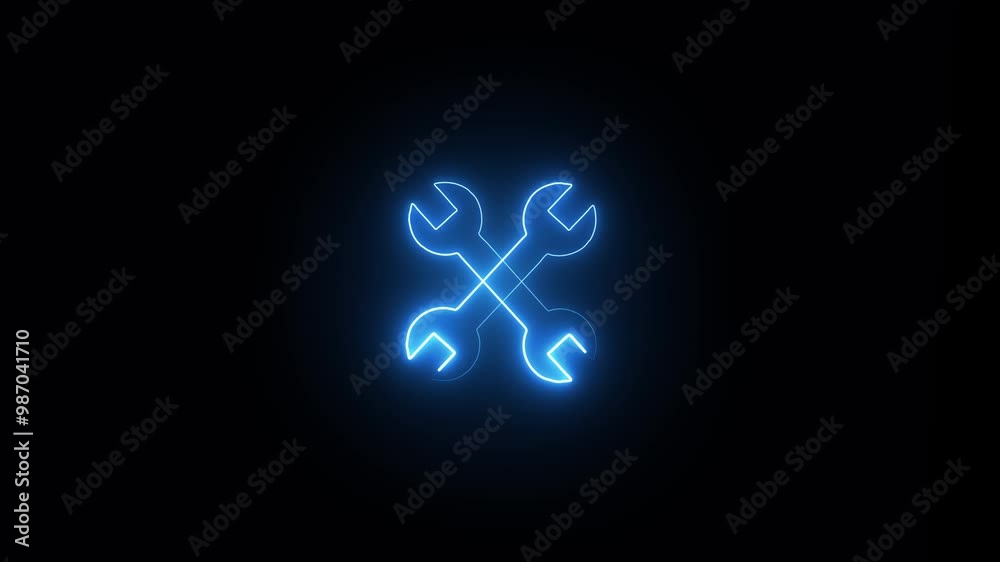 Glowing neon line setting icon with spinning gears icon animated. Technology setting icon concept. Glowing neon line setting icon with spinning gears icon animated. Technology setting icon concept.