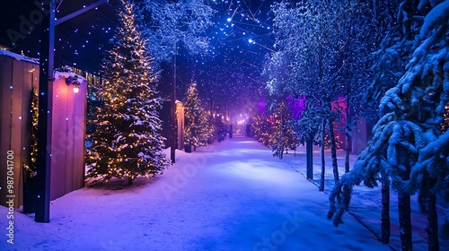 Winter Wonderland with Artificial Snow and a Light Show
