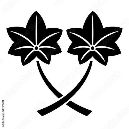 違い紅葉（ちがいもみじ）または違い楓（ちがいかえで）。楓の葉をモチーフにした日本の家紋のベクターアイコンイラスト。