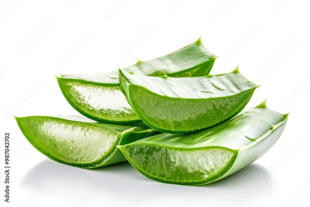 Fototapeta premium aloe vera sliced isolated on white background, ai