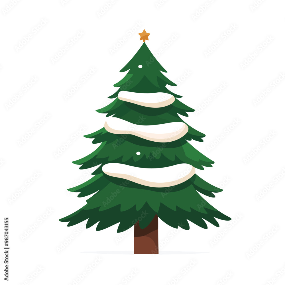 Flat 2d vector of christmas tree, winter, decorated, new year Flat 2d vector of christmas tree, winter, decorated, new year