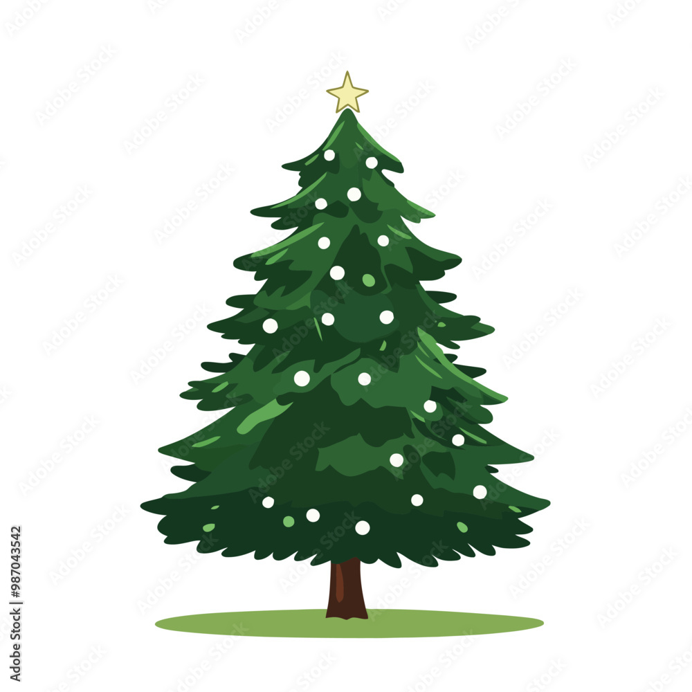 Fototapeta premium Flat 2d vector of christmas tree, winter, decorated, new year