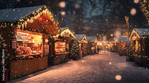 Outdoor Christmas Market Scene in the Driveway