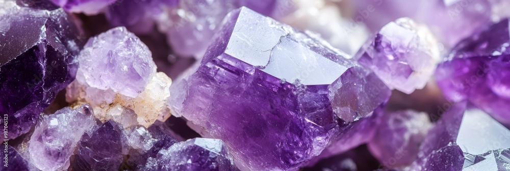 A heap of purple crystals atop white ones, harmoniously stacked A heap of purple crystals atop white ones, harmoniously stacked
