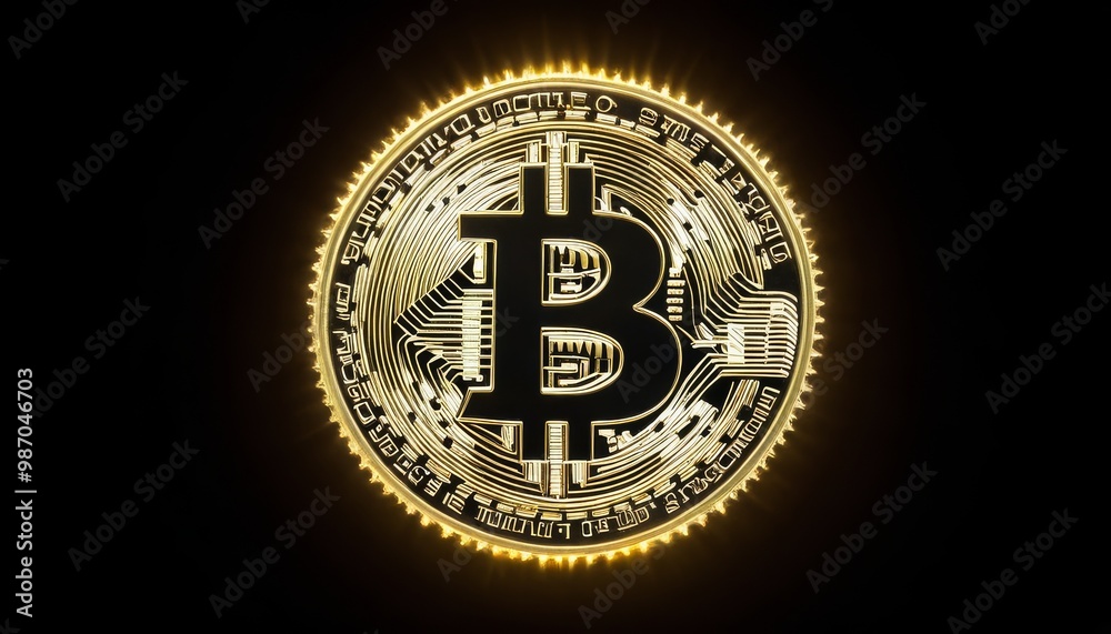 A striking image of a glowing Bitcoin symbol radiating light against a dark background. The image captures the illumination and prominence of cryptocurrency in the modern financial world, highlighting A striking image of a glowing Bitcoin symbol radiating light against a dark background. The image captures the illumination and prominence of cryptocurrency in the modern financial world, highlighting
