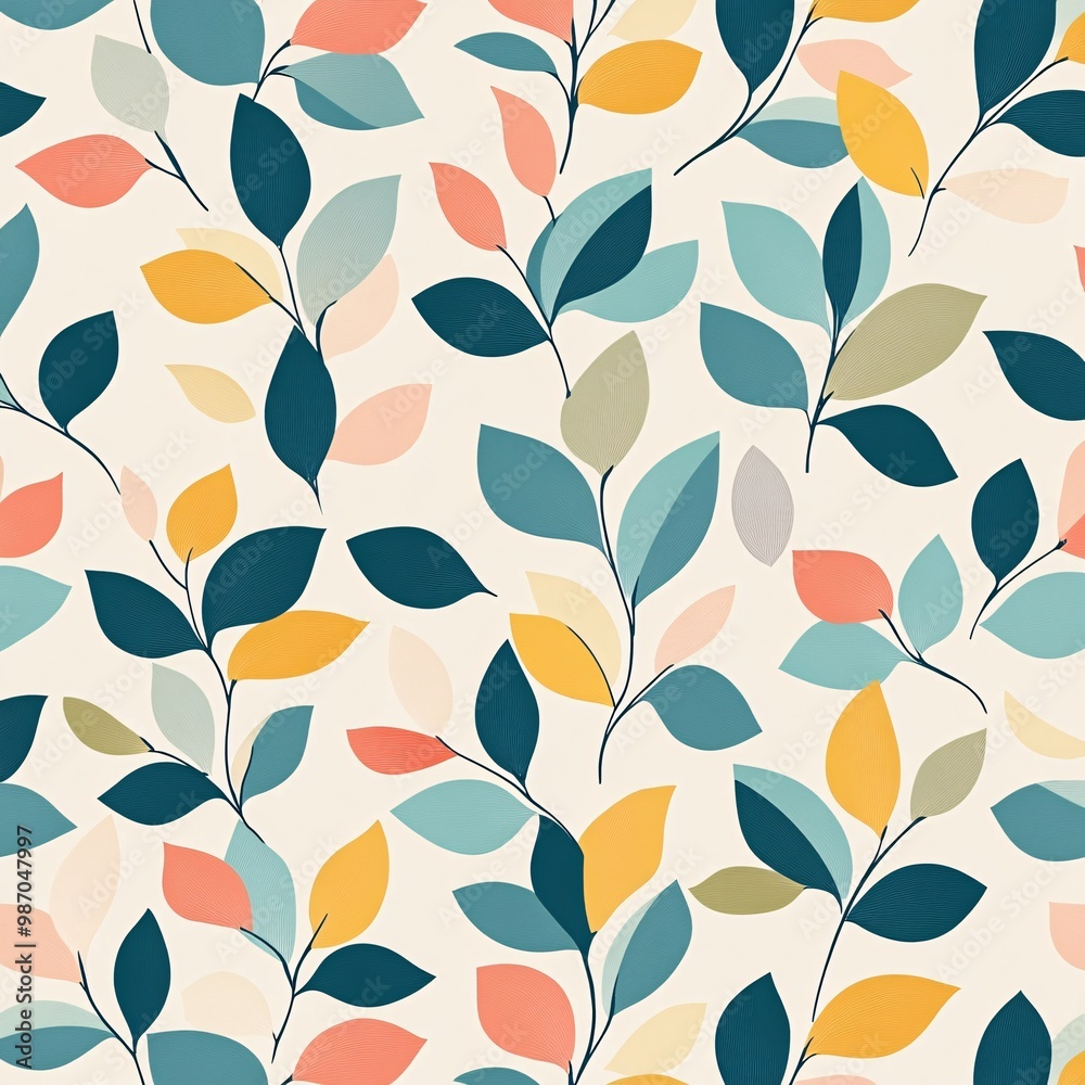 Colorful leafy pattern on light background Colorful leafy pattern on light background