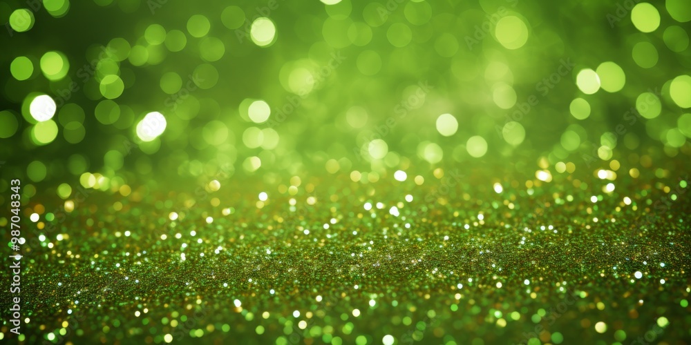 Sparkling Green Bokeh Background with Glimmering Lights Sparkling Green Bokeh Background with Glimmering Lights