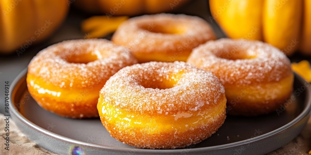 Freshly Baked Donuts with Glaze and Sugar Dusting Freshly Baked Donuts with Glaze and Sugar Dusting