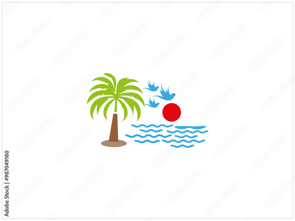 Fototapeta premium BEACH logo design, vector and illustration, or icon.