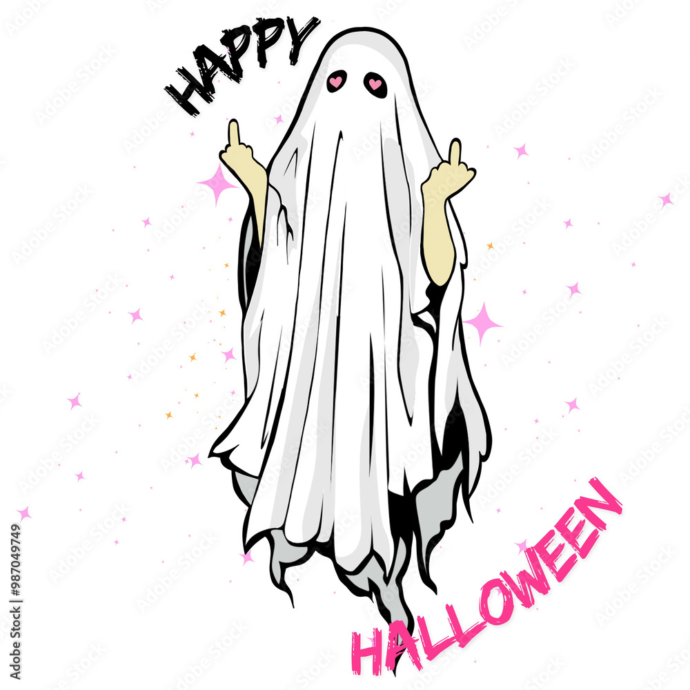 Cheerful Ghost Halloween Illustration Cheerful Ghost Halloween Illustration
