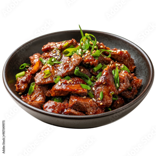 Delicious Beef with Sesame Seeds and Green Onion