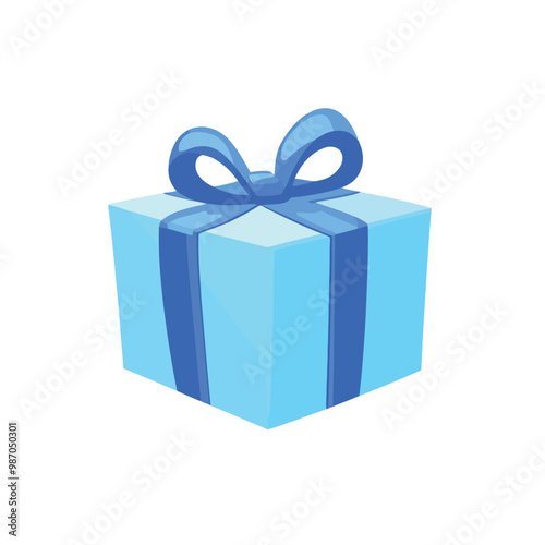 blue gift box with ribbon vector