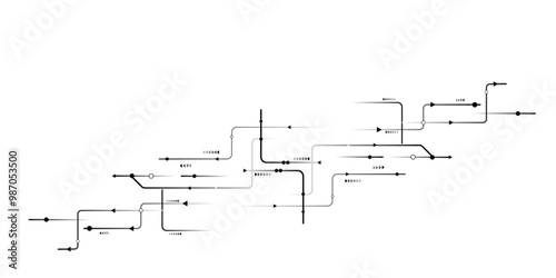 Vector Technology black circuit diagram concept. Abstract technology on white background. High-tech circuit board.