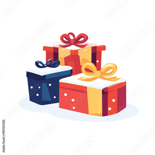 christmas gift boxes with snowflakes