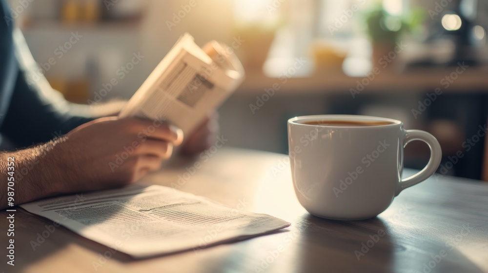 Morning Coffee and News Enjoyment Morning Coffee and News Enjoyment