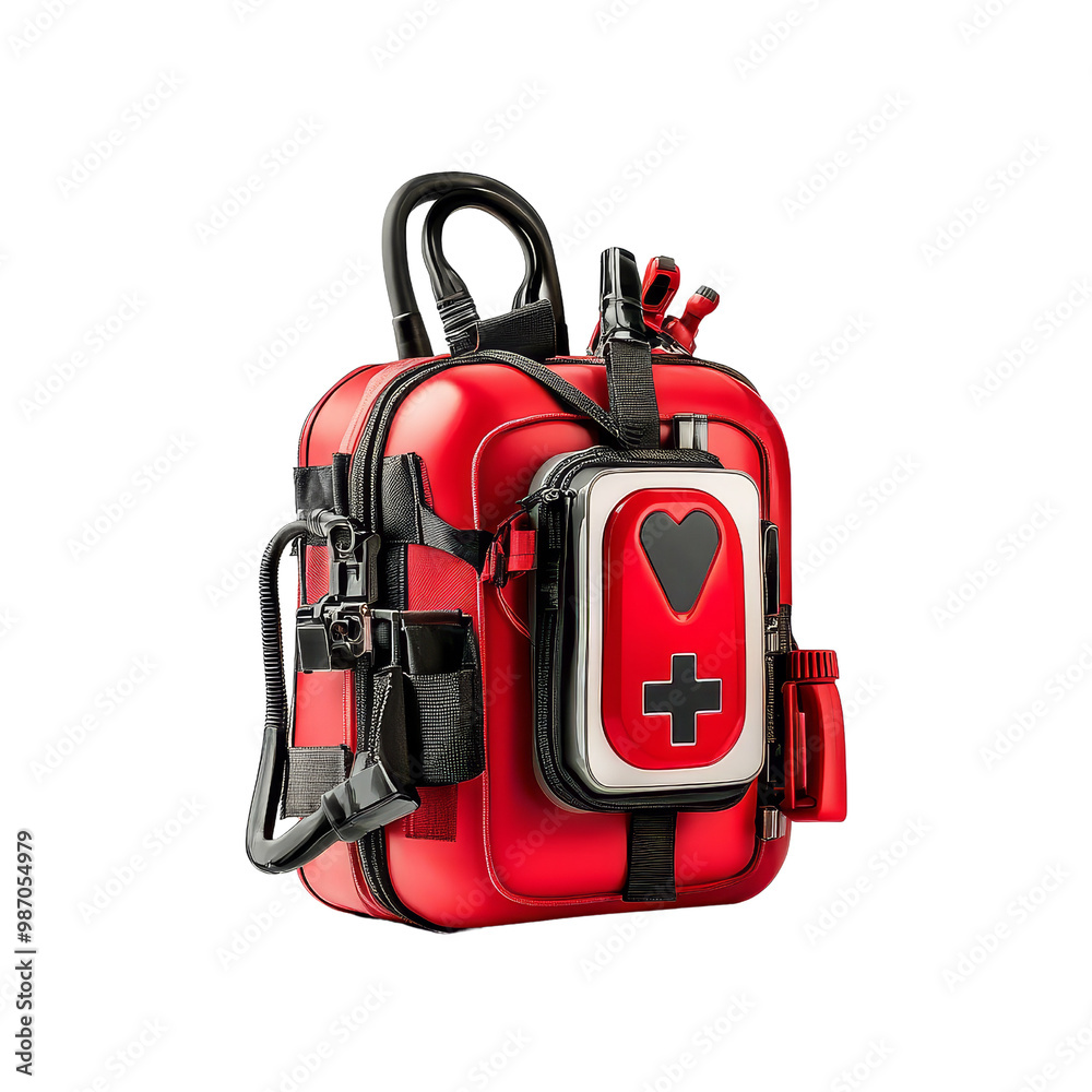 Naklejka premium Red First Aid Kit Bag with Heart