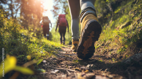 Travelers Hiking on a Designated Trail Through Nature